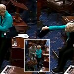 sen.-elizabeth-warren-falls-on-senate-floor-as-republicans-offer-bipartisan-assistance-during-israel-vote
