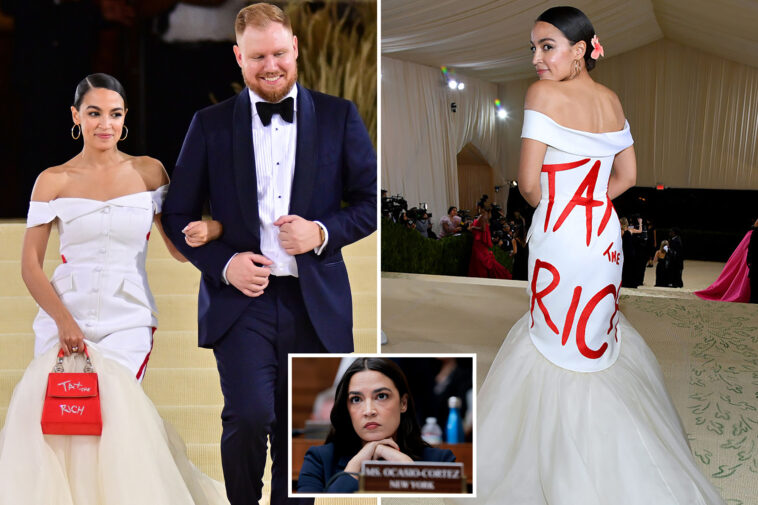 aoc-broke-house-rules-to-attend-met-gala-with-beau-riley-roberts,-is-told-to-pay-additional-$2,700-for-‘tax-the-rich’-gown,-other-accessories
