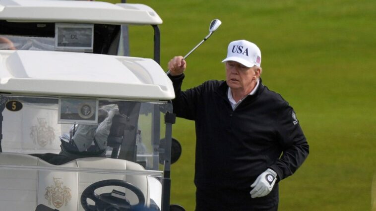trump-shows-off-golf-skills-at-turnberry-resort-during-scotland-visit,-cites-gary-player’s-prior-praise