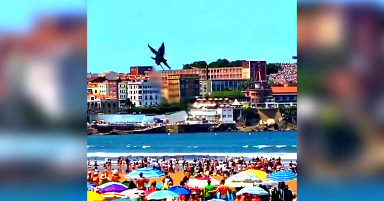 watch:-close-call-as-fighter-jet-almost-crashes-into-a-beach-full-of-people-during-air-show-in-spain
