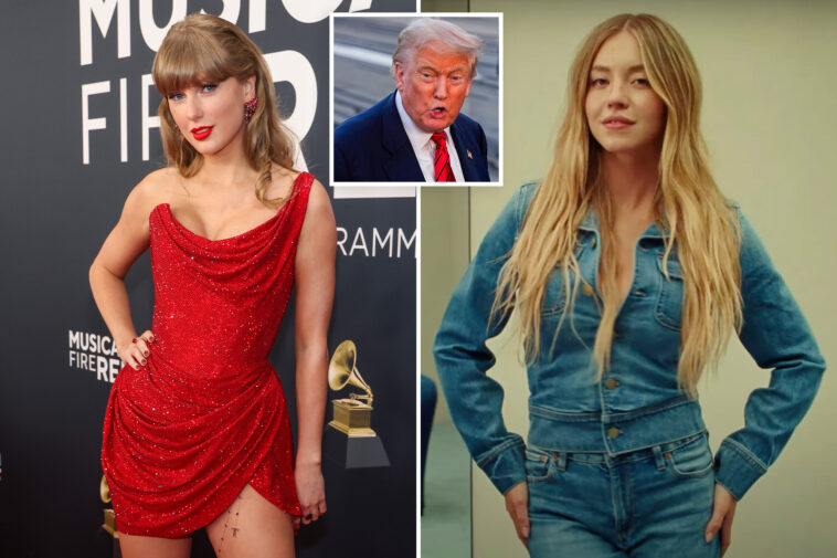 trump-gushes-about-‘hottest’-sydney-sweeney-ad-campaign-—-and-says-taylor-swift-‘no-longer-hot’-thanks-to-him