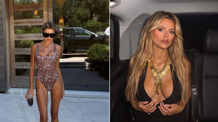 brooks-nader-heats-up-saint-tropez-with-leopard-print-swimsuit,-sheer-dresses