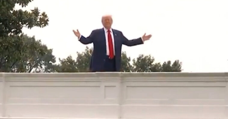 icymi:-trump-shouts-at-reporters-from-white-house-rooftop,-says-he’s-building-“something-beautiful”