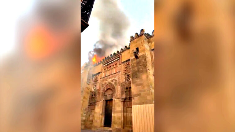 watch:-fire-ravages-world-famous-mosque-cathedral-in-cordoba,-spain