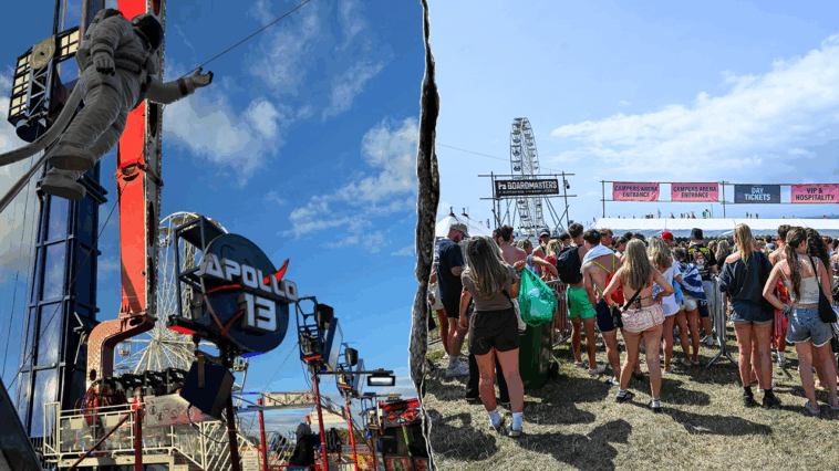 thrill-ride-malfunctions-at-popular-music-festival,-leaving-riders-stuck-upside-down
