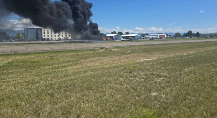 huge-fireball-erupts-after-small-plane-crashes-into-another-plane-at-montana-airport-(video)
