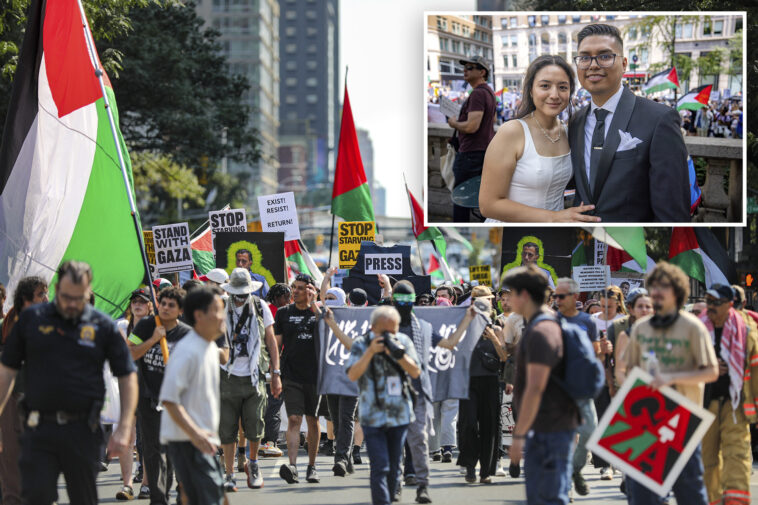 couple-gets-married-in-midst-of-wild-anti-israel-protest-in-nyc:-‘nothing-can-stop-love’