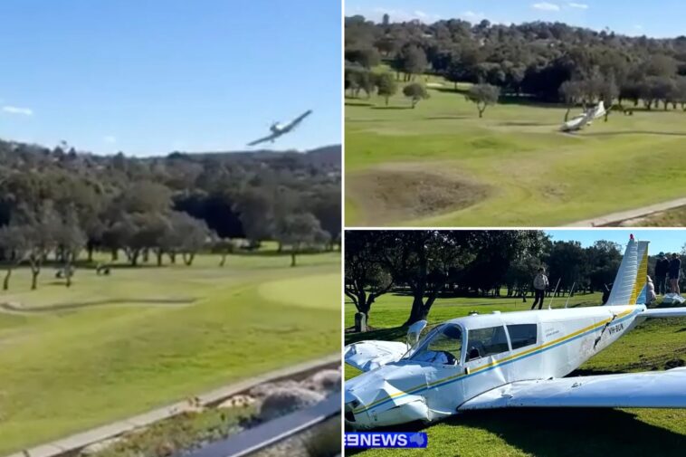 small-plane-crash-lands-onto-sydney-golf-course-in-lesson-gone-wrong,-caught-on-hair-raising-video