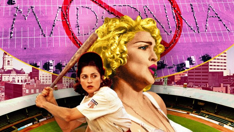 how-‘a-league-of-their-own’-started-a-feud-between-madonna-and-evansville,-indiana