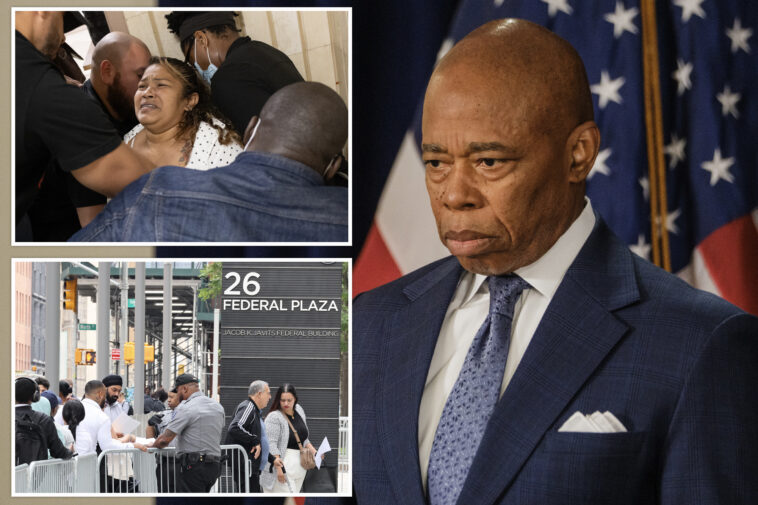 mayor-eric-adams,-nyc-call-on-ice-to-end-migrant-courthouse-arrests-immediately:-‘undermines-the-public-interest’