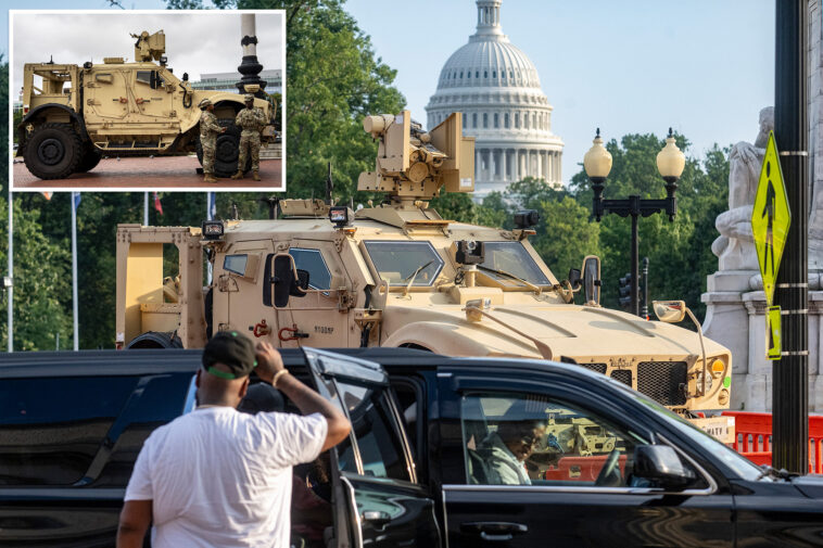 national-guard-vehicle-collides-with-civilian-car,-traps-one-person-near-us-capitol