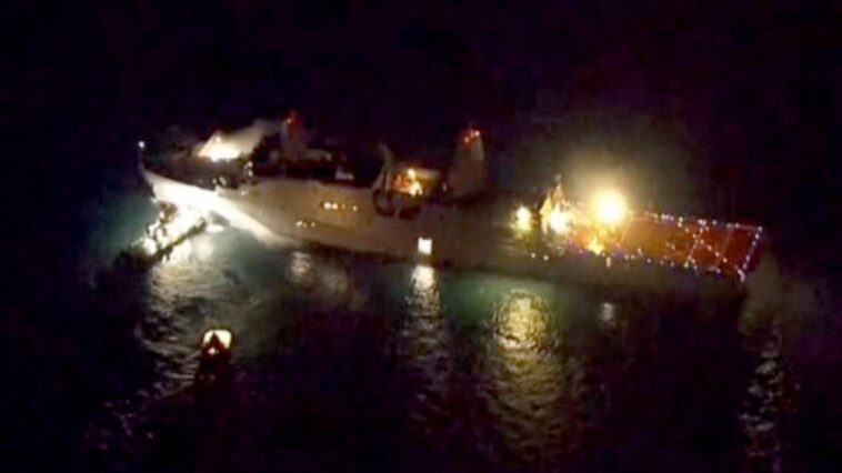 us-warship-burns-for-12-hours-off-japan-coast;-2-sailors-suffer-minor-injuries