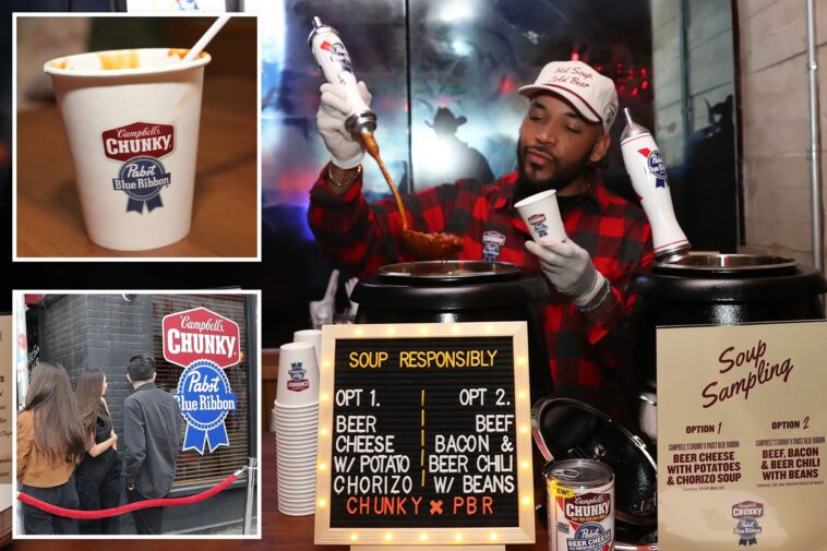pbr-die-hards-line-up-for-first-taste-of-beer-infused-campbell’s-soup-at-celeb-favorite-nyc-dive-bar