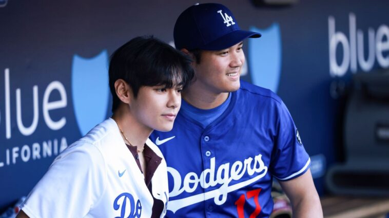 v-of-k-pop-group-bts-snaps-photo-with-shohei-ohtani,-delivers-dodgers-first-pitch