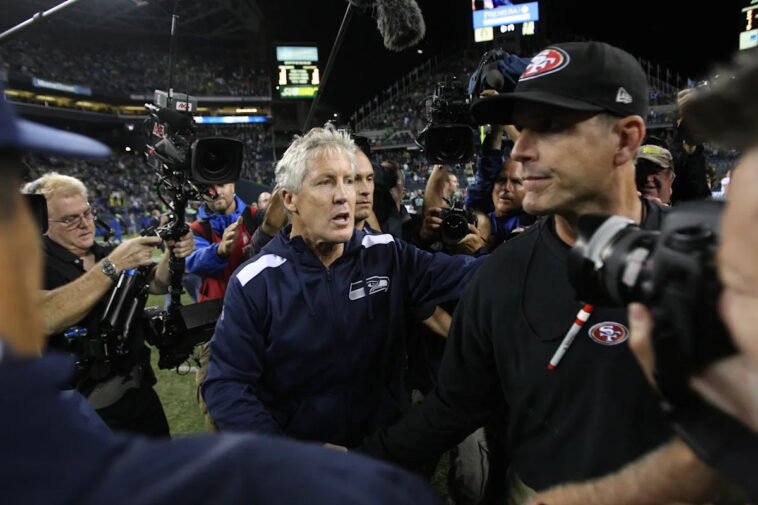 jim-harbaugh,-pete-carroll-resume-tense-coaching-rivalry-with-week-2’s-chargers-raiders-matchup