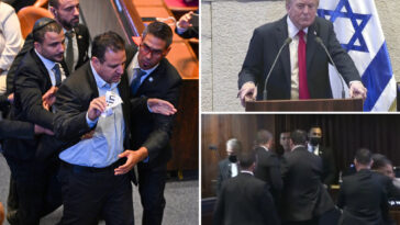 far-left-politician-thrown-out-after-interrupting-trump’s-address-to-israel’s-parliament