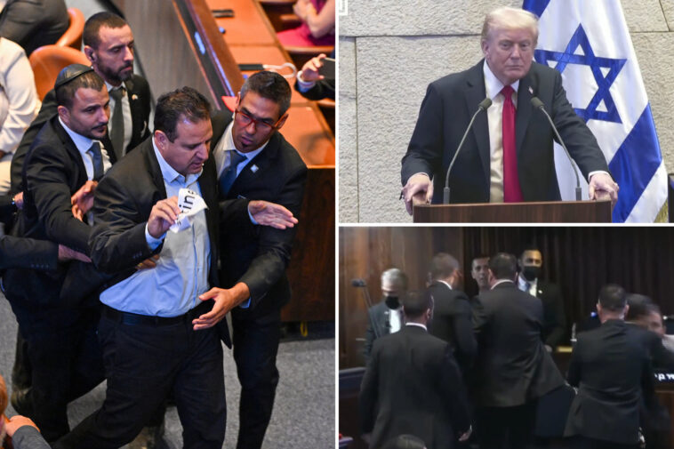 far-left-politician-thrown-out-after-interrupting-trump’s-address-to-israel’s-parliament