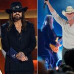 elizabeth-hurley,-billy-ray-cyrus-steal-cmas-grooving-to-chris-stapleton-as-kenny-chesney-rocks-the-stage