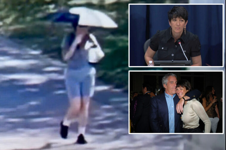 ghislaine-maxwell-filmed-bizarrely-carrying-umbrella-on-sunny-day-at-texas-prison:-video