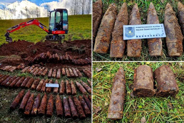 father-and-son’s-metal-detecting-trip-uncovers-historic-artillery-cache-in-czech-forest