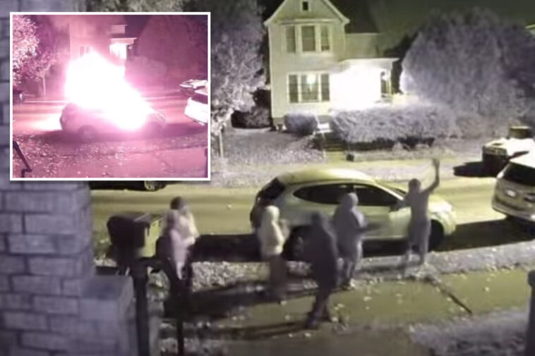 shocking-doorbell-camera-video-captures-group-of-teens-torching-car-on-quiet-street