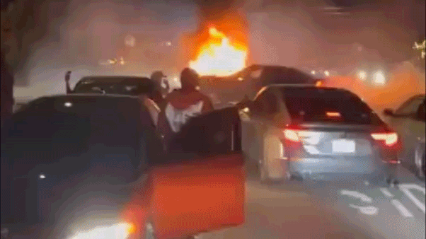 video-shows-wild-neighborhood-street-takeover-as-violent-mob-pummels-couple,-burns-truck
