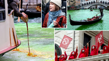greta-thunberg’s-latest-boneheaded-climate-stunt-gets-her-banned-from-venice-after-turning-its-grand-canal-green