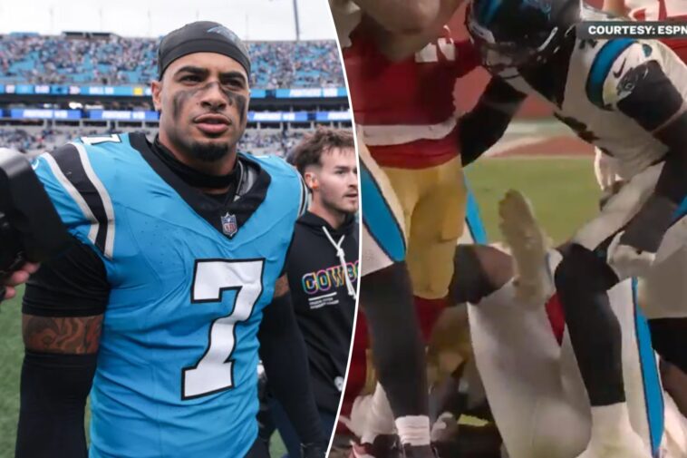 panthers’-tre’von-moehrig-suspended-for-wild-groin-punch-in-testy-loss-to-49ers