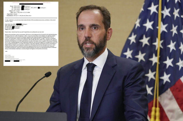 jack-smith-subpoenaed-gop-phone-logs-despite-doj-lawyers’-constitutional-concerns:-emails