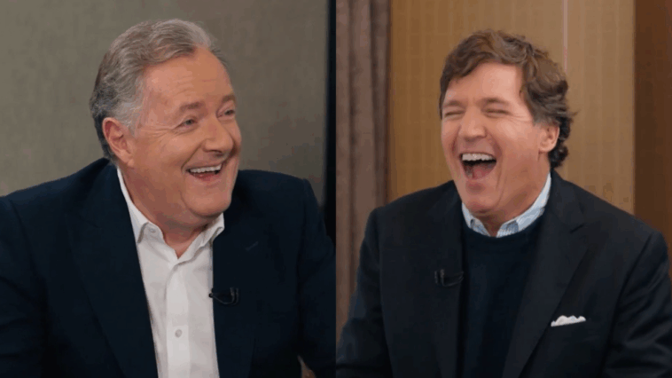 watch:-“you-don’t-want-to-get-arrested,-do-you?”-–-in-hilarious-exchange-tucker-carlson-dares-piers-morgan-to-say-“f*ggot”-on-camera-after-uk-woman-convicted-of-hate-crime-for-calling-man-who-beat-her-up-a-“f*ggot”