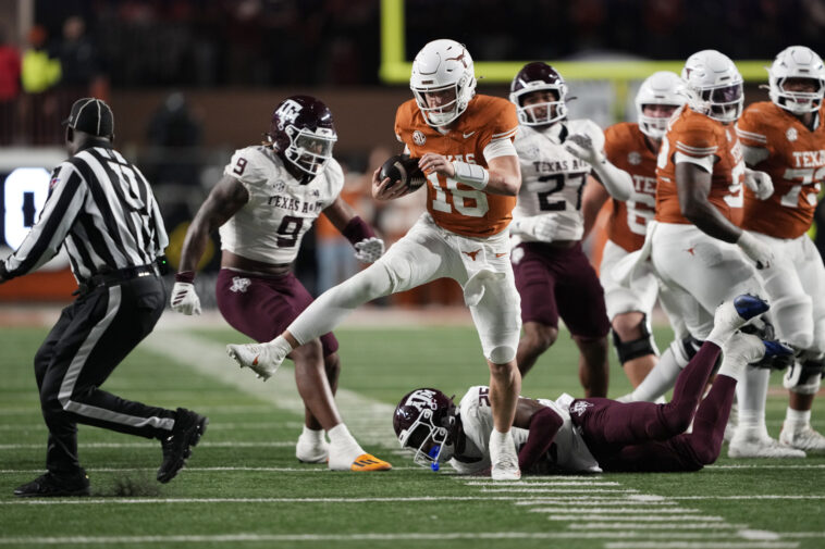 arch-manning,-texas-spoil-texas-a&m’s-bid-for-undefeated-season-to-keep-cfp-hopes-alive