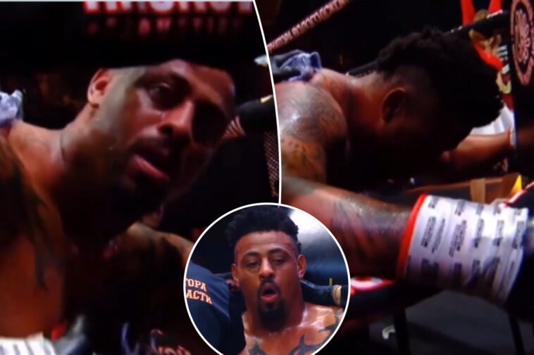 ex-nfl-star-greg-hardy-collapses-into-his-corner-after-asthma-attack-during-boxing-match-in-scary-scene
