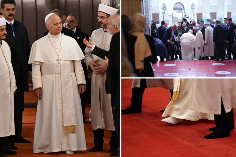 pope-leo-visits-turkey’s-famous-blue-mosque-in-his-socks-—-but-refuses-to-join-prayer