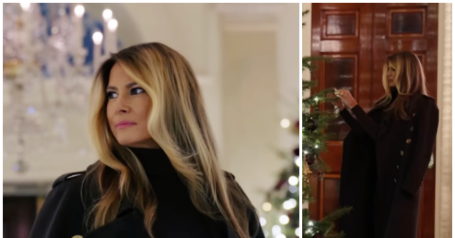 fashion-notes:-melania-trump-unveils-white-house-christmas-decorations-in-burberry-military-coat
