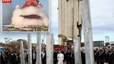 pope-leo-xiv-prays-at-site-of-2020-beirut-port-explosion,-consoles-relatives-of-victims-on-last-day-of-trip