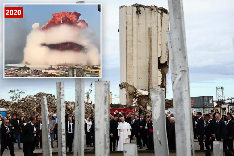 pope-leo-xiv-prays-at-site-of-2020-beirut-port-explosion,-consoles-relatives-of-victims-on-last-day-of-trip