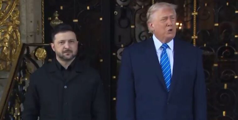 “what-a-dumb-question!”-trump-torches-reporter-during-meeting-with-zelensky-at-mar-a-lago-(video)