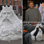 nyc-snow-pile-carved-into-‘crazy’-snow-king-sculpture-–now-it’s-a-tourist-attraction