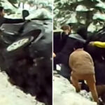 hair-raising-video-captures-air-force-sergeant-saving-couple-after-suv-spins-out,-dangles-off-highway