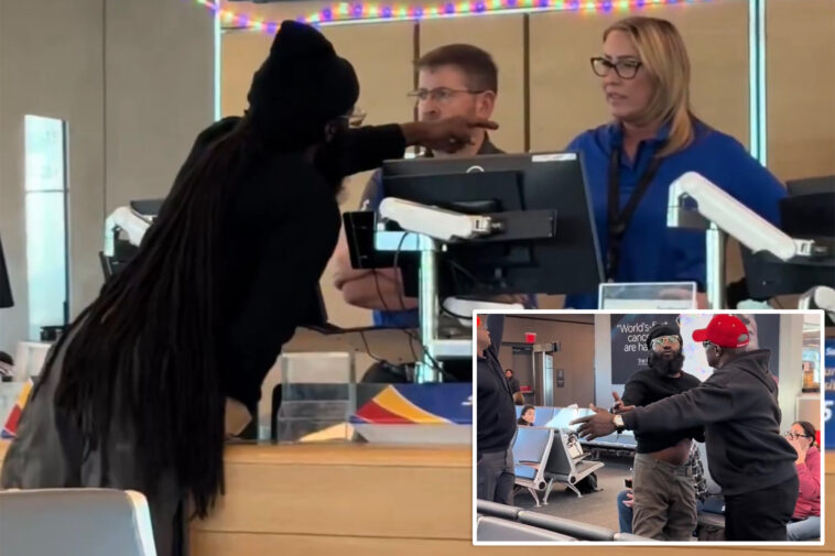 unruly-traveler-threatens-to-‘slap’-southwest-workers-during-wild-airport-meltdown:-‘i-don’t-give-a-f–k!’