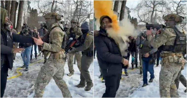 watch:-ice-agent-nails-rioter-in-the-face-with-a-pepperball-at-close-range-as-chaos-erupts-in-minnesota