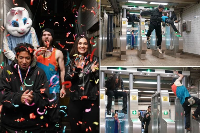 pole-dancer,-rock-climber,-parkour-athlete-bum-rush-new-‘insane’-nyc-subway-turnstiles-in-‘fare-evasion-olympics’