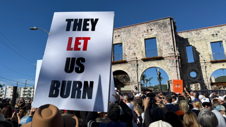 ‘they-let-us-burn’:-palisades-fire-victims-protest-leadership-one-year-after-catastrophic-wildfires