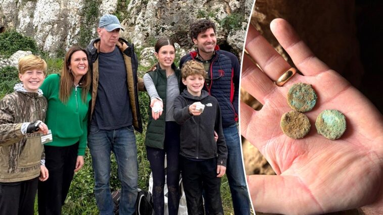 sarah-huckabee-sanders’-kids-scream-with-excitement-after-finding-2,000-year-old-coins-in-west-bank-cave