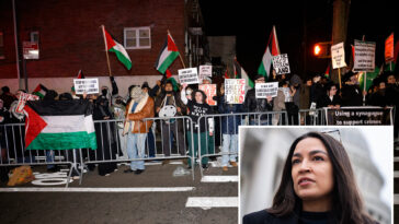 ‘disgusting-and-antisemitic’:-anti-israel-aoc-rips-hamas-supporters-for-descending-on-queens-synagogue
