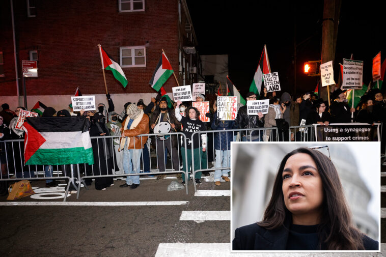 ‘disgusting-and-antisemitic’:-anti-israel-aoc-rips-hamas-supporters-for-descending-on-queens-synagogue