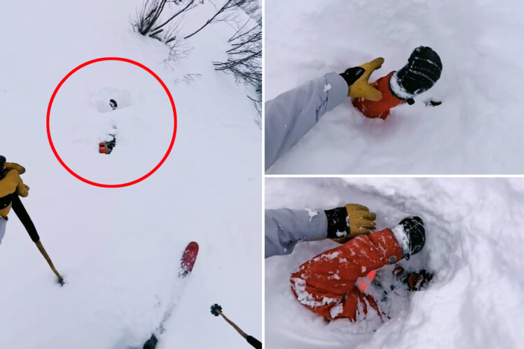 pulse-pounding-moment-skier-rescues-man-buried-under-avalanche—-after-spotting-limb-sticking-out-of-snow