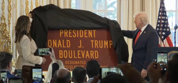 (video)-trump-unveils-president-donald-j.-trump-boulevard-sign:-“that’s-a-serious-sign”
