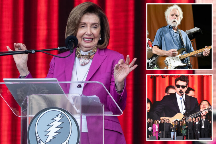 nancy-pelosi-mocked-for-looking-‘drunk’-during-john-mayer’s-tribute-to-grateful-dead-guitarist-bob-weir