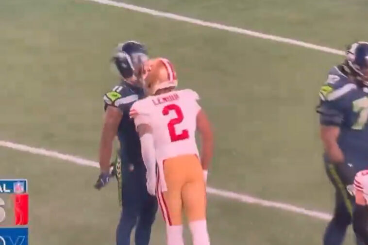 49ers’-deommodore-lenoir-headbutts-seahawks’-jaxon-smith-njigba-during-playoff-blowout